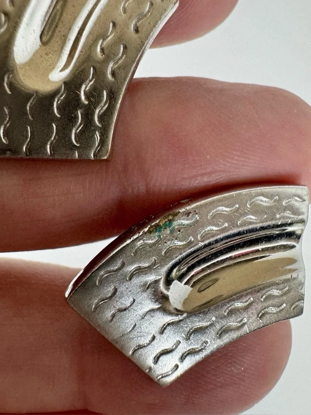 Vintage Signed Anson Silver Tone Cufflinks & Tie Bar Jewelry Set #1541
